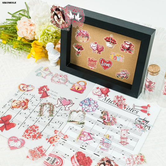 50PCS Romantic LOVE Stickers Transparent PET for Laptops Skateboards DIY Decals