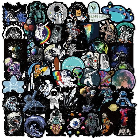 50pcs Astronaut Space Stickers for Helmet, Wall, DIY Decoration
