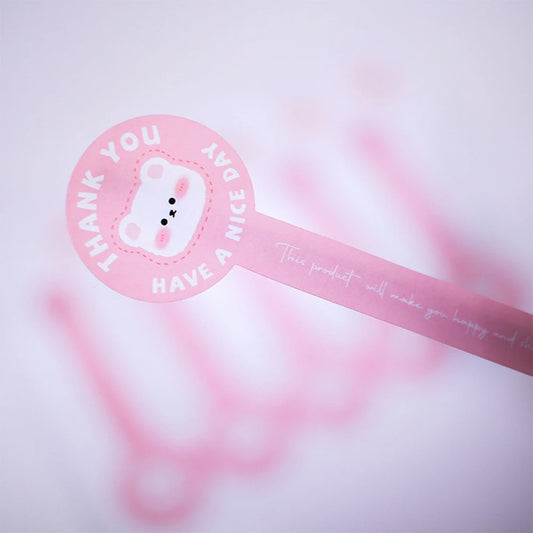 Pink Bear Thank You Stickers for Small Business (50-100pcs)