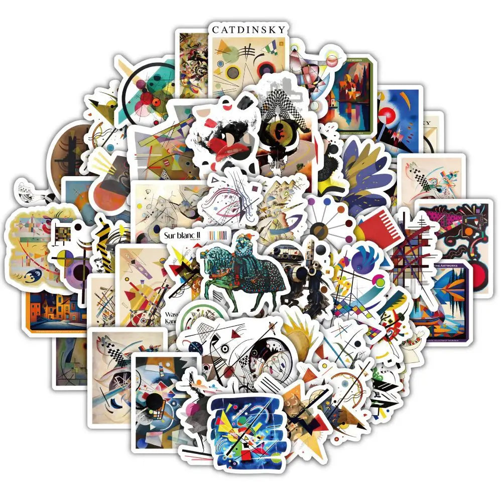 120pcs Wassily Kandinsky Art Stickers for Laptop, Phone, Suitcase, Water Bottle, Stationery, Refrigerator