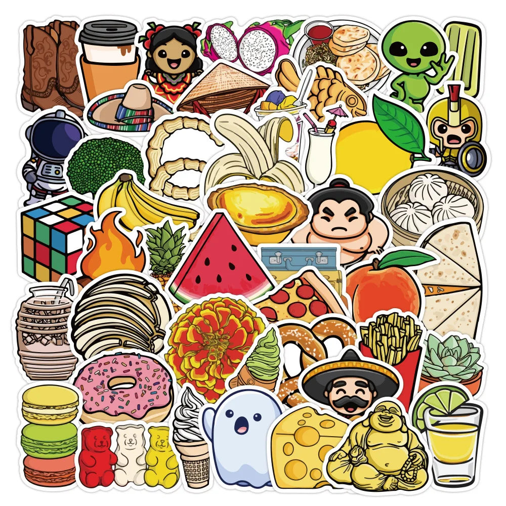 50pcs Cute Cartoon Animal Stickers for Laptop, Phone, Kids Toys, Scooter, Trolley Case