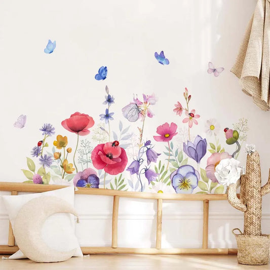 Watercolor Flower Wall Stickers for Kids Room Decor