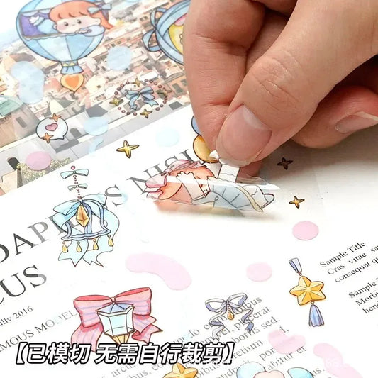 Women's Cartoon Pet Long Stickers 20pcs Handbook Decoration Seamless Waterproof Material Pack Girls Paste