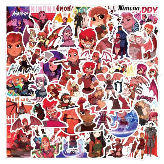 60pcs Cartoon Nemona Sticker Set for Laptop, Phone, Car, Scooter, Water Bottle, Stationery, Fridge