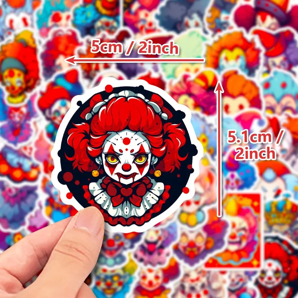 10/50Pcs Vintage Clown Stickers For Phone Suitcase Guitar Car Helmet Craft Supplies Scrapbooking Material Cartoon Sticker Pack