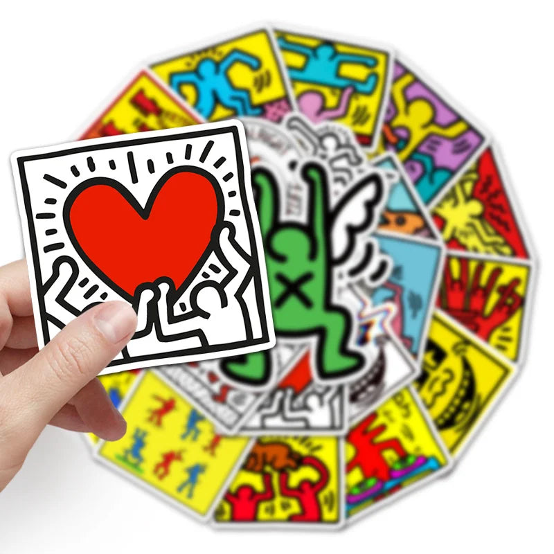 Keith Art Stickers Pack: Graffiti Cartoon DIY Decoration for Scrapbook, Fridge, Luggage, Laptop, Phone, Guitar