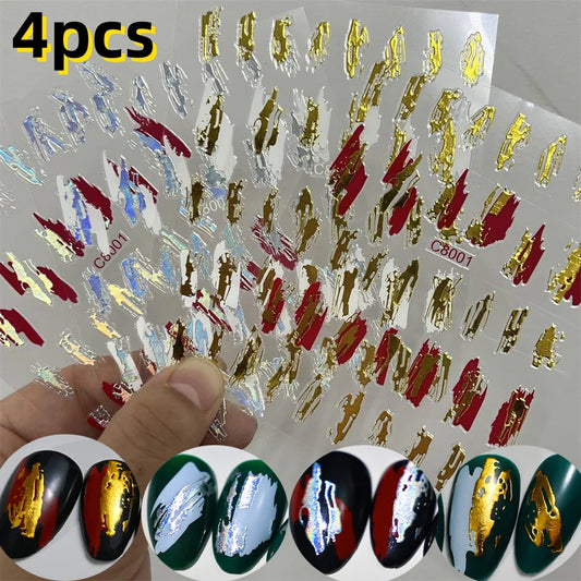 Graffiti Nail Art Stickers: Gold, Silver, Red, White Set