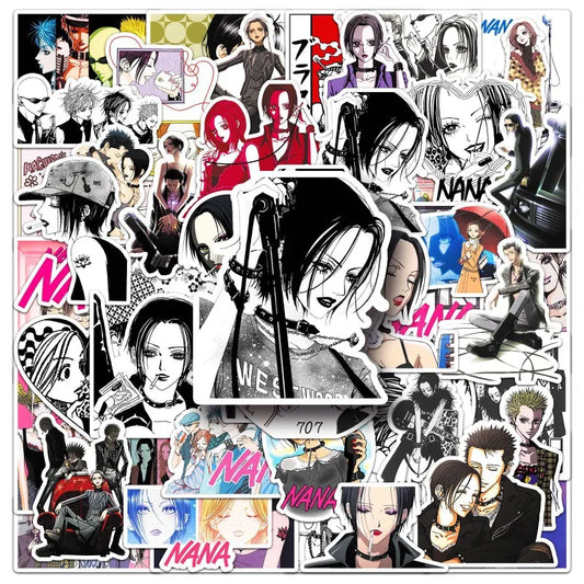 50pcs NANA Cartoon Stickers for Laptop, Suitcase, Water Bottle, Car, Scooter, Refrigerator, Stationery