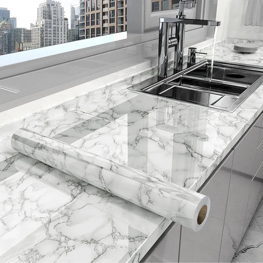 Marble Oil-Proof Waterproof Self-Adhesive Kitchen Wallpaper
