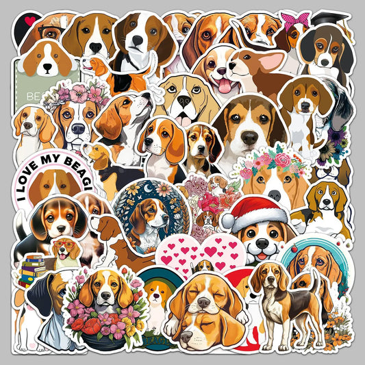 50pcs Cute Beagle Graffiti Stickers for Helmet, Desktop, Wall Decoration