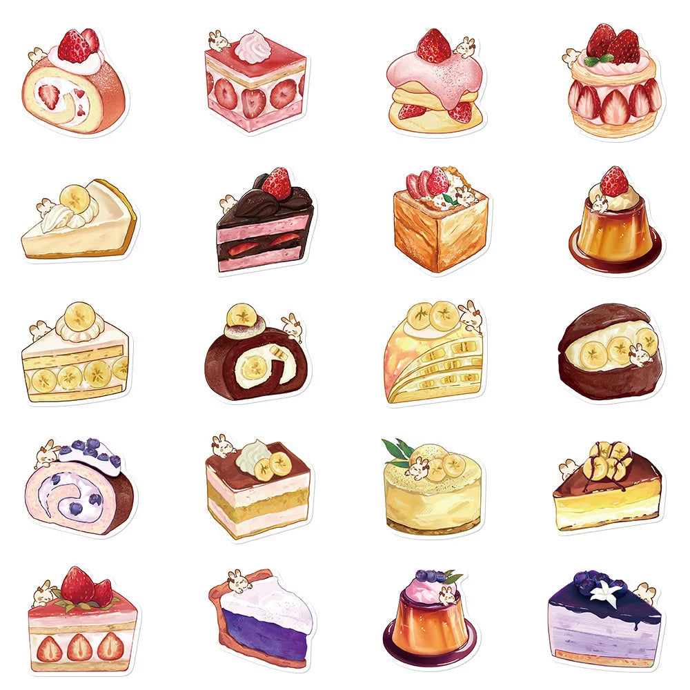 Cute Cartoon Food Cake Dessert Bunny Sticker Packs