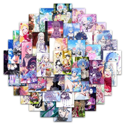 60pcs Re:Zero Anime Stickers for Laptop, Water Bottle, Suitcase, Stationery, Refrigerator