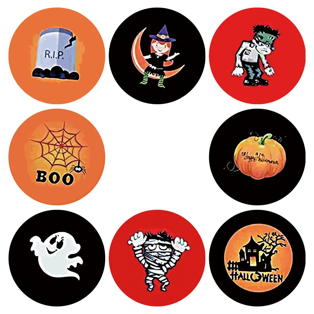 100-500pcs Halloween Paper Stickers Decor Pumpkin Ghost Gift Lable Seal Sticker Candy Bags Stickers Packaging Sealing Labels