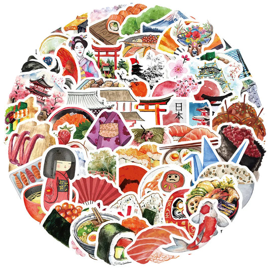 Watercolor Travel Graffiti Stickers for Suitcase, Skateboard, Laptop, Luggage, Phone, DIY Decal