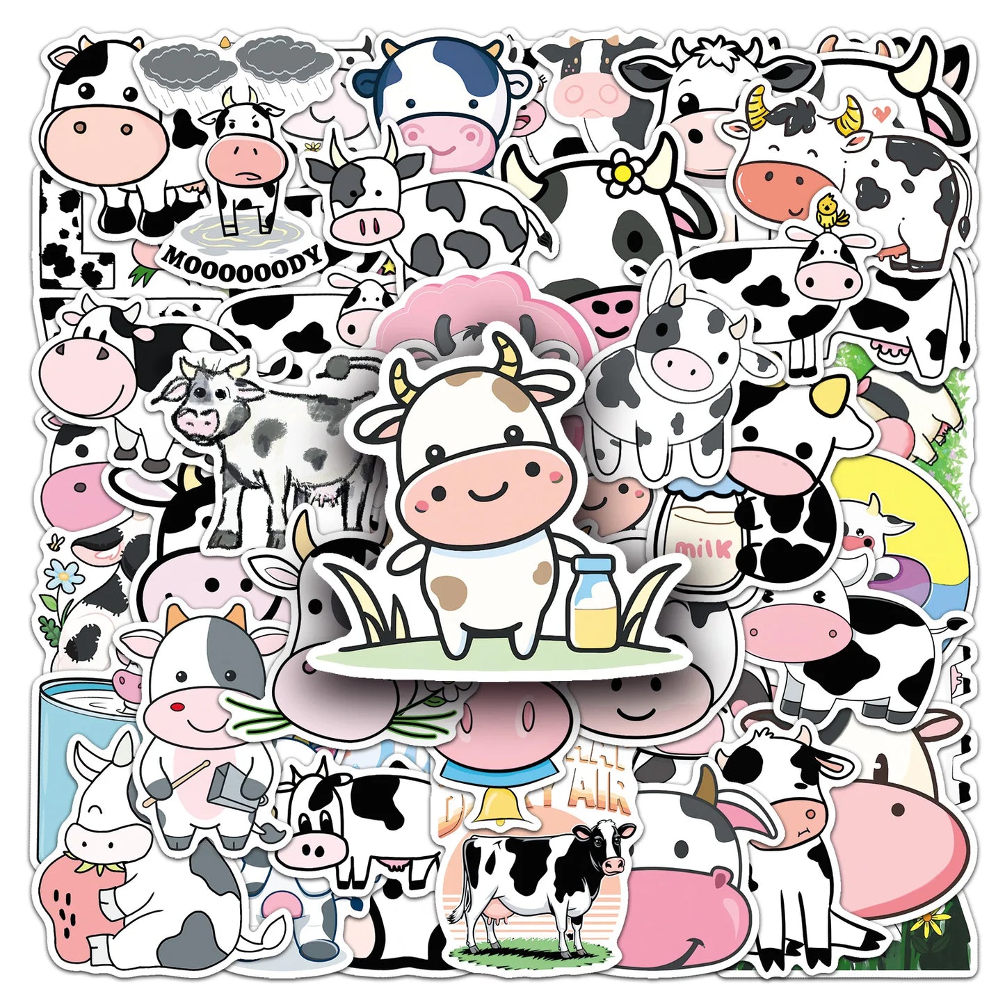 Cow Stickers Pack - Cute Cartoon Decals for Laptop & Phone Decoration