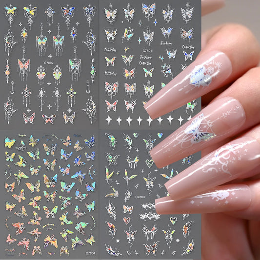 Holographic Butterfly Nail Stickers - 4pcs Set