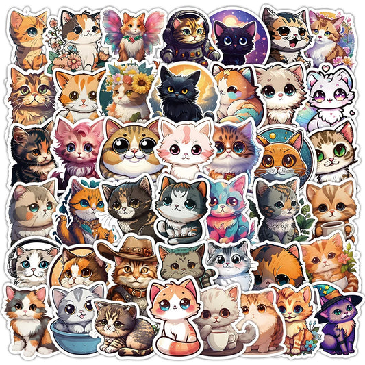 Cartoon Cat Stickers for Laptop, Phone, Suitcase, Diary, Kids Toys