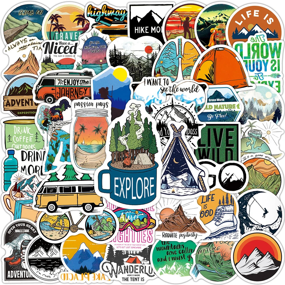 10/30/50/100pcs Outdoor Travel Camping Graffiti Cartoon Stickers Decals Laptop Motorcycle Scrapbook Waterproof Sticker Kids Toy