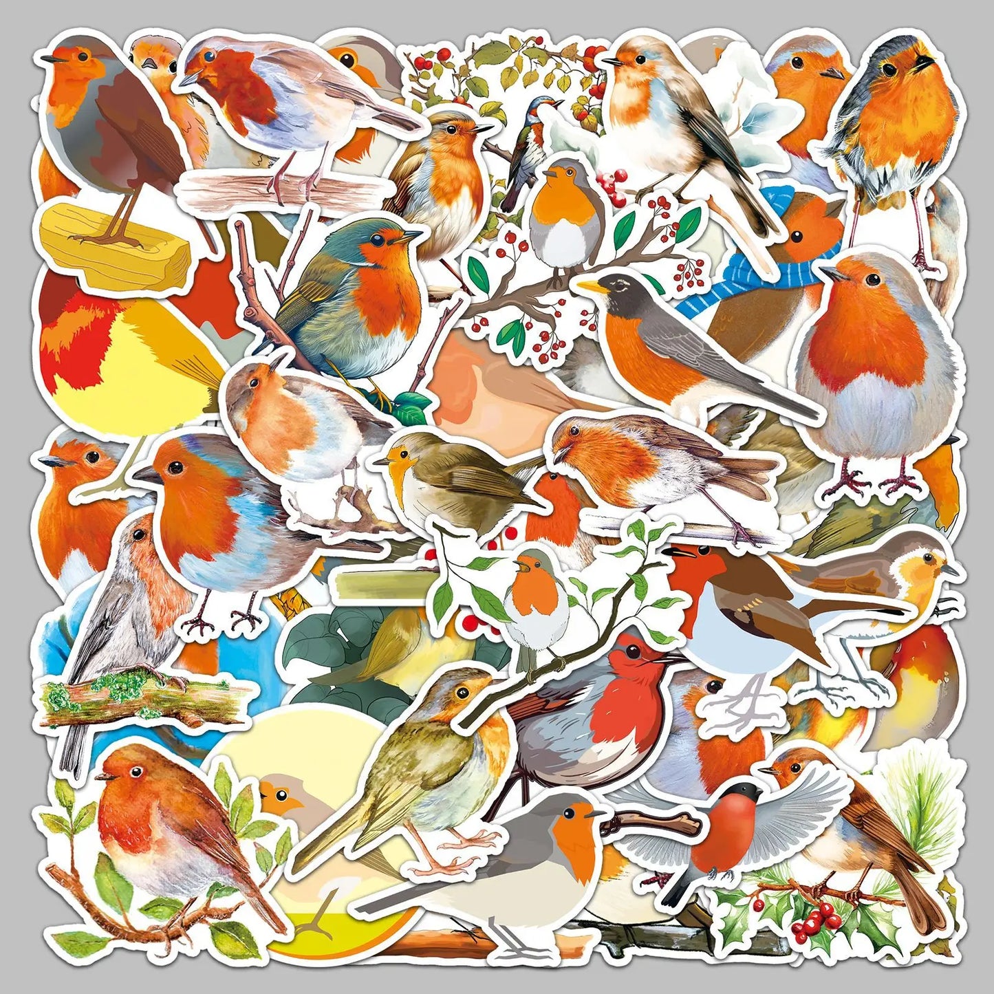 50pcs Cute Robin Cartoon Graffiti Stickers for Helmet, Wall, DIY Decoration