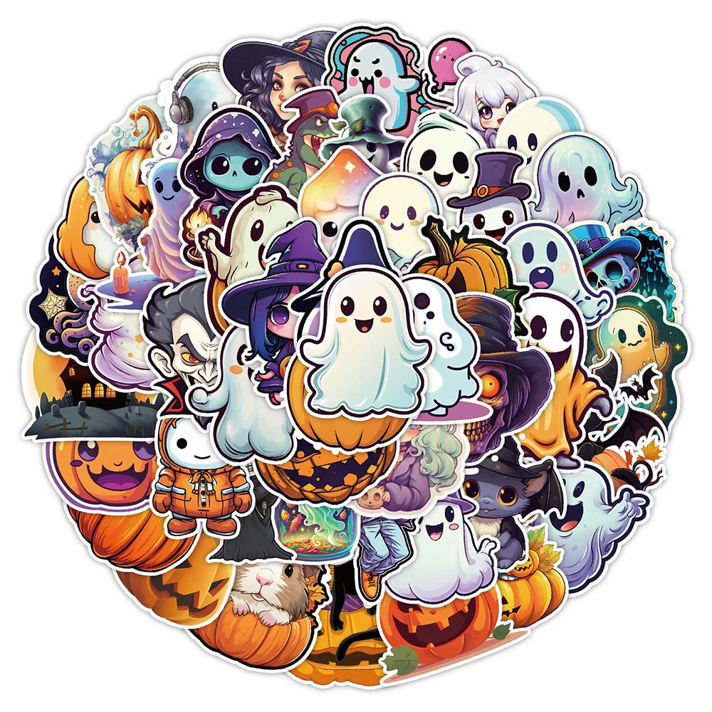 10/50/100/200pcs Cute Cartoon Horror Hallowmas Graffiti Stickers Decals Skateboard Laptop Phone Car Waterproof Sticker Kids Toys