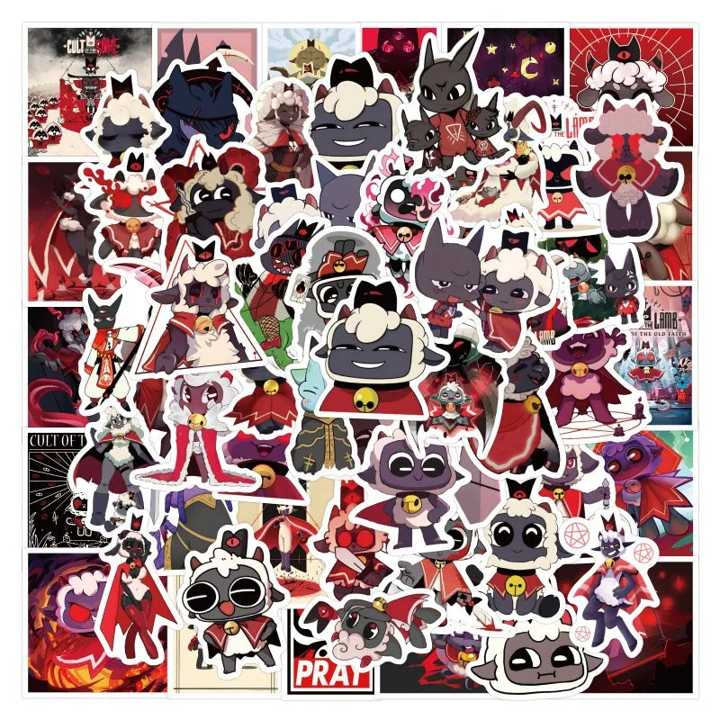 120pcs Cult of The Lamb Stickers for Suitcase, Water Cup, Phone, Laptop, Refrigerator