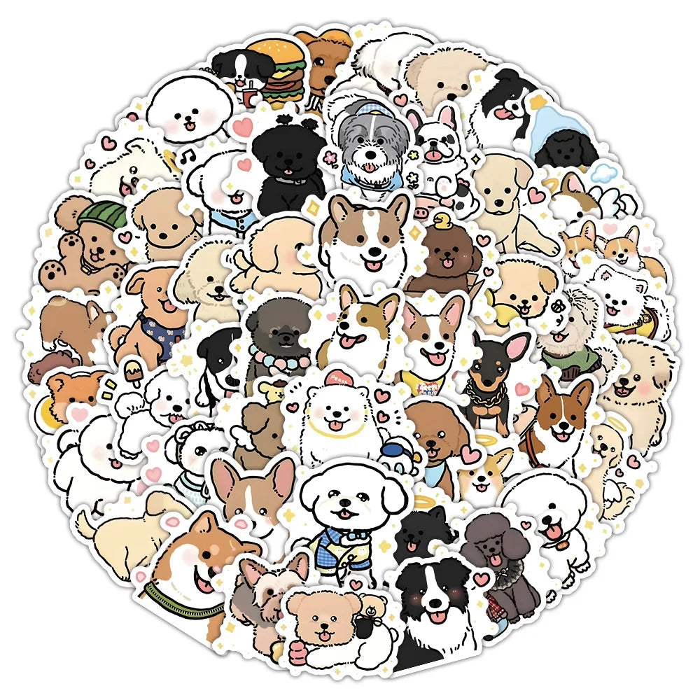 10/36/72PCS Kawaii Dog Mixed Stickers Cartoon Animal Decals Waterproof Decoration Laptop Car Bike Skateboard Graffiti Kids Toy