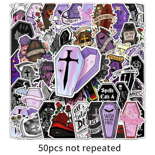 Gothic Halloween Vampire Coffin Stickers Waterproof PVC Skateboard Notebook Decor