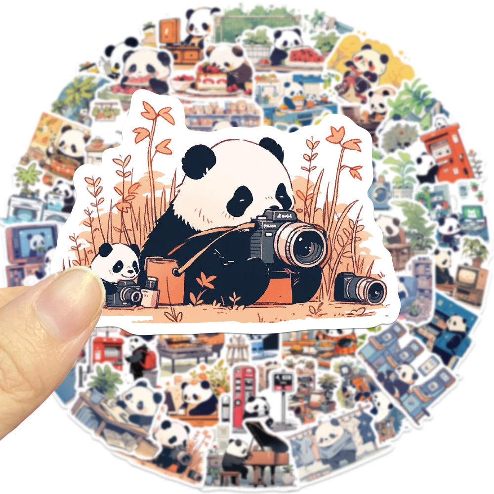 50PCS Cartoon Family Panda Baby Cute Daily Graffiti Sticker Waterproof DIY Decorative Luggage Guitar Cup Phone Gift Decal