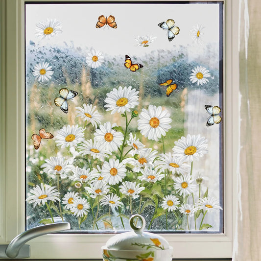 Small Daisy Butterfly Wall Stickers For Living Room Background Decoration Mural Removable Glass Window Bedroom Home Decor Decals