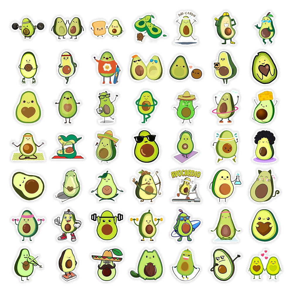 10/25/50PCS Cute Lovely Avocado Stickers Small Self-Adhesive Decals Photo Album Journal Scrapbook Luggage Refrigerator Notebook