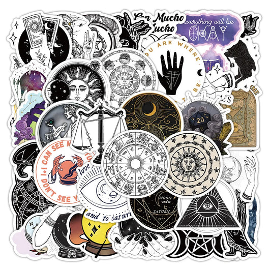 Vintage Gothic Astrology Stickers Set - Laptop Phone Suitcase Notebook Fridge Decals