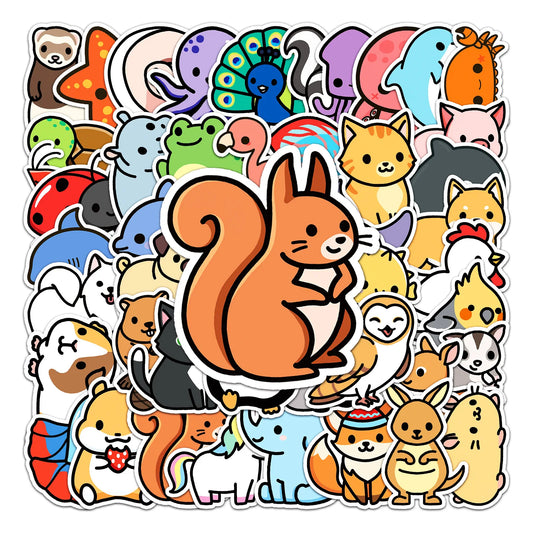 Cute Animal Stickers Decals for Laptop Luggage Guitar Kids Toys Kawaii Cartoon Graffiti Wholesale