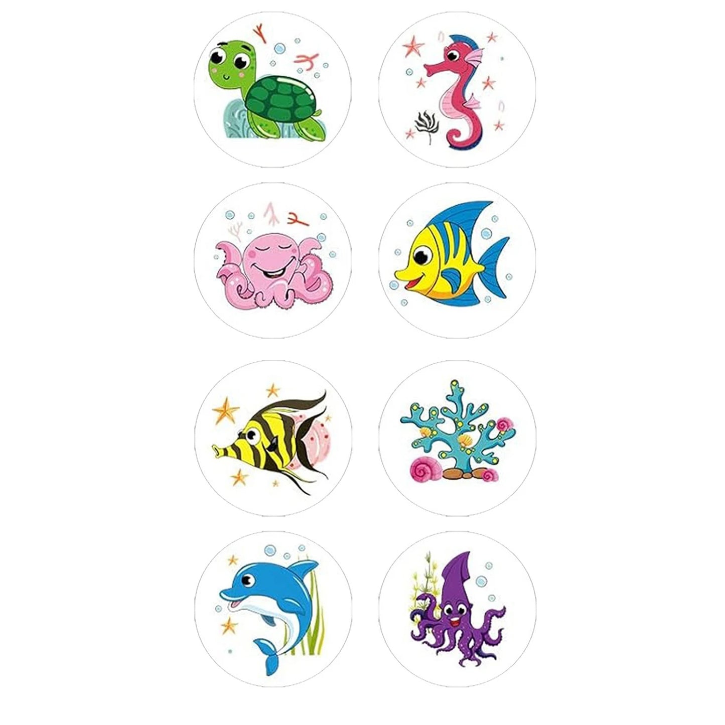 100-500pcs Marine Animal Stickers For Ocean Theme Party Round Stickers Birthday Party Packaging Sealing Stickers  1inch