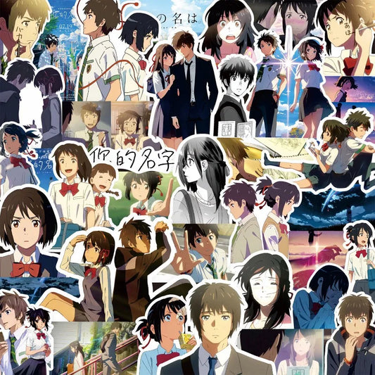 50pcs Your Name Anime Sticker Pack for Luggage, Water Bottles, Phones, Laptops, Cars, Scooters, Fridges