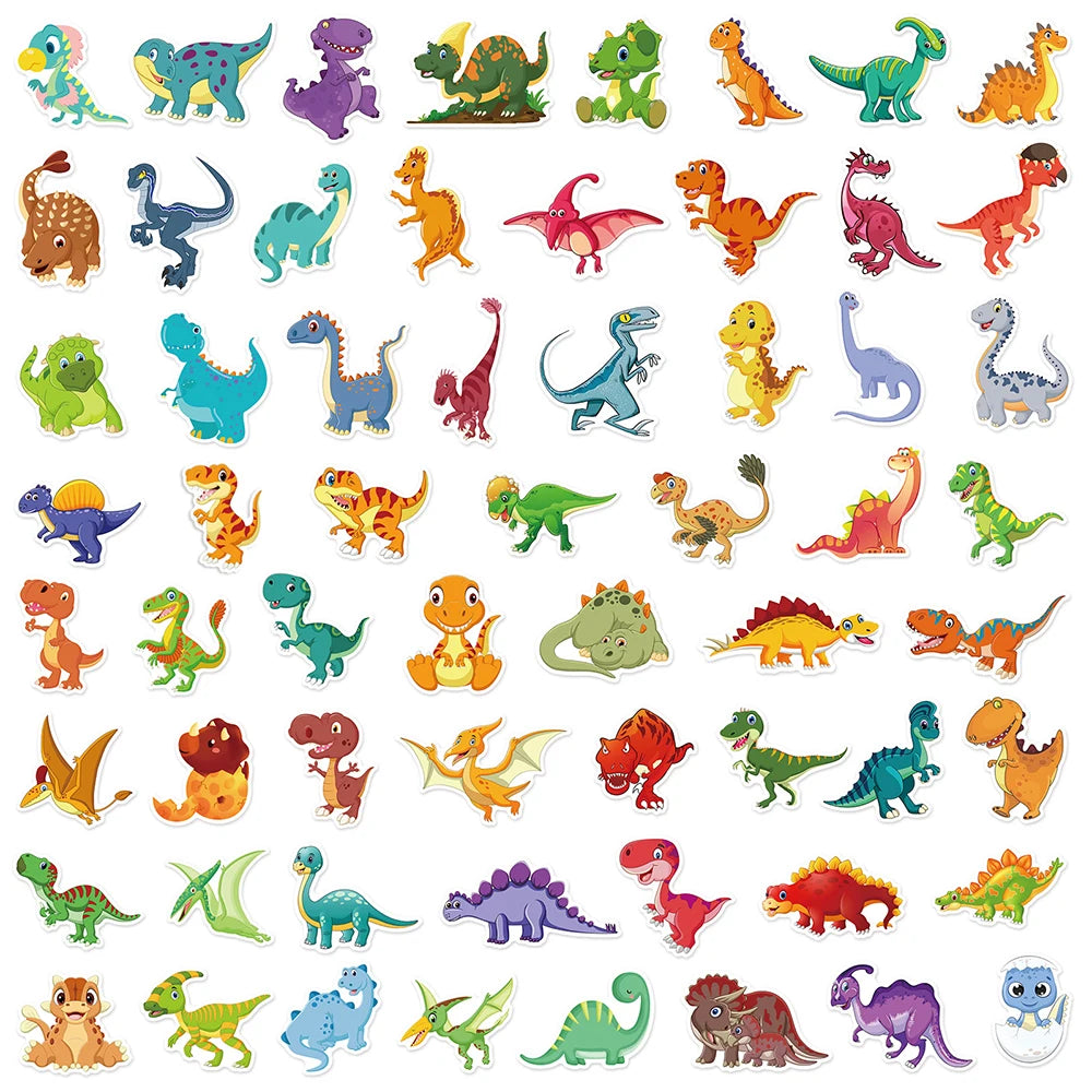 10/30/60PCS Cute Cartoon Dinosaur Stickers Toys Stationery Notebook Skateboard Laptop Fridge Guitar Bottle Car Waterproof Decals