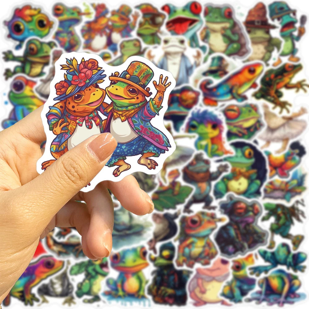 10/30/50pcs Cool Funny Psychedelic Frog Stickers Waterproof Decals Kids Toy Skateboard Laptop Motorcycle Car Decoration Sticker