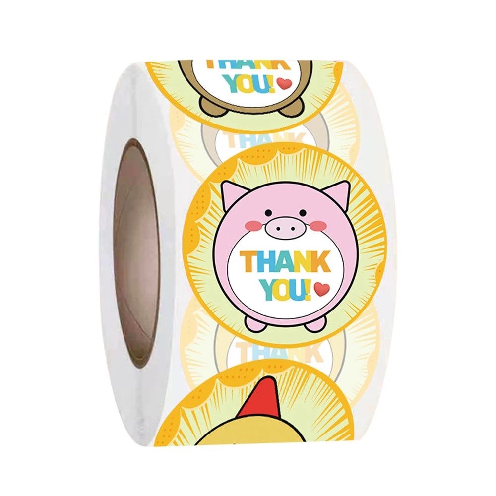 100-500pcs Cartoon Thank You Stickers For Seal Packaging Decoration Stickers School Teacher Kids Student Stationery Stickers