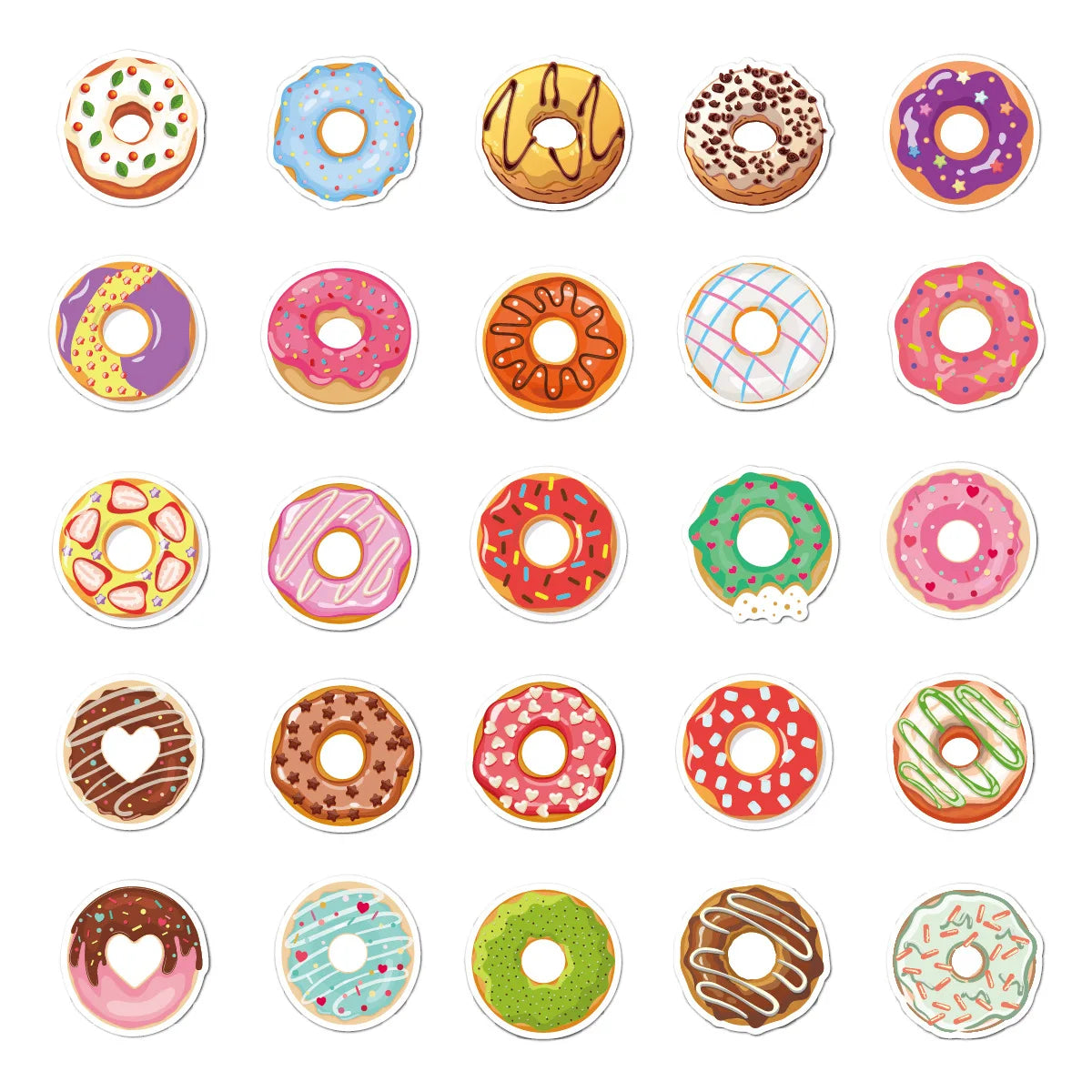 10/30/50PCS Cute Kawaii Donuts Cartoon Stickers Toy DIY Phone Notebook Skateboard Fridge Guitar Laptop Decals Kids Sticker Toys