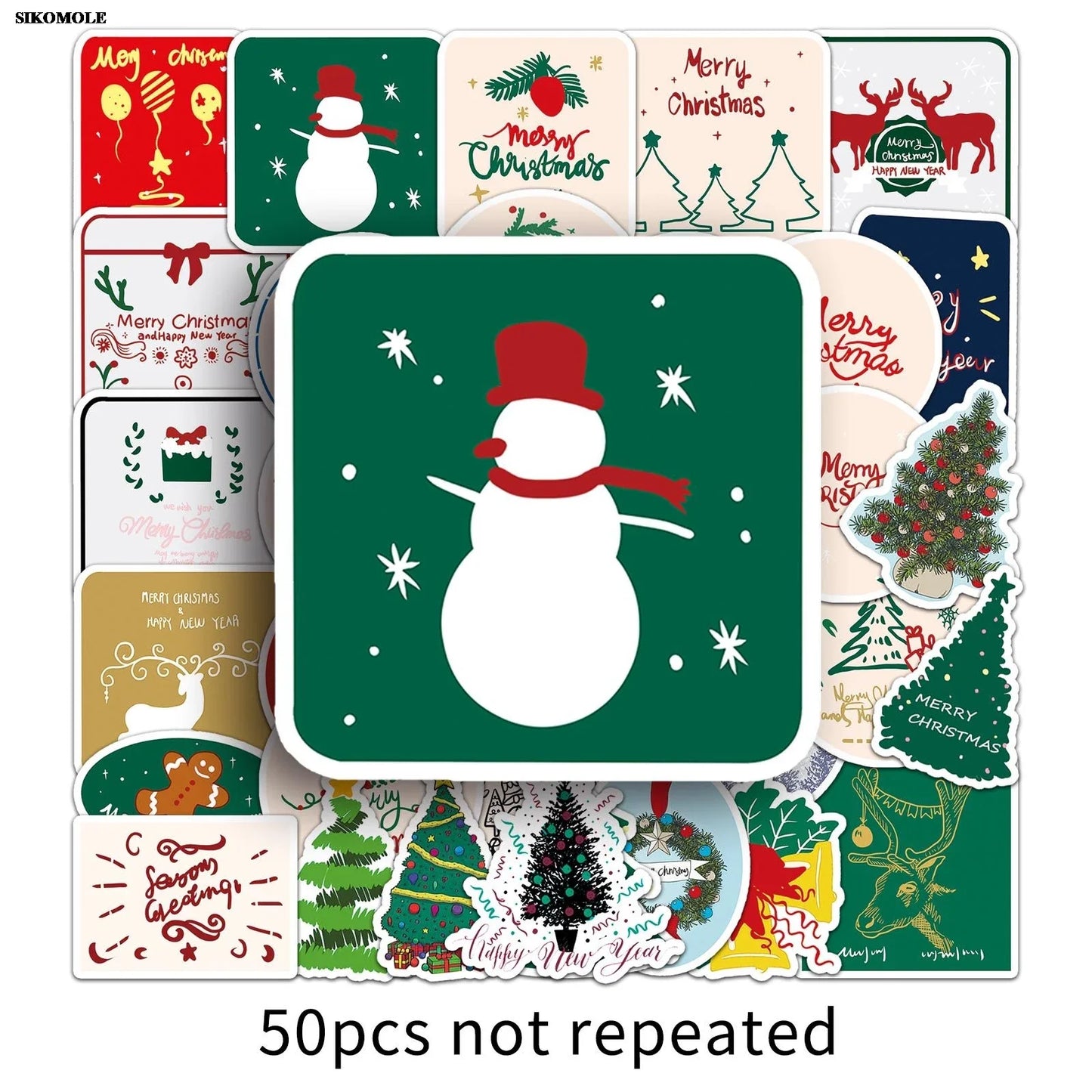 Cartoon Santa Snowman Christmas Stickers 10/50/100PCS Laptop Luggage Decals Kids Gift