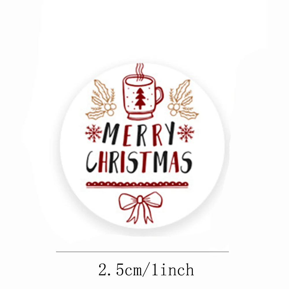 100-500pcs Merry Christmas Stickers 1Inch Santa Merry Tree Festival Sticker For Gift Package Seal Labels Wedding Decoration