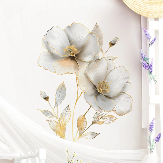 Watercolor Flower Wall Stickers Romantic Home Decor Vinyl Decals