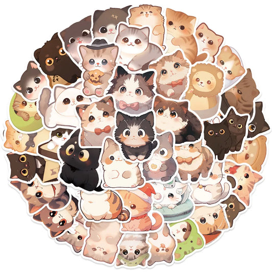 Funny Cat Cartoon Stickers 10/30/50PCS Kitty Decals for Car, Guitar, Motorcycle, Luggage, Suitcase, DIY Toy