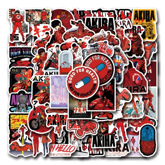 55pcs AKIRA Cartoon Stickers for Laptop, Phone, Car, Scooter, Water Bottle, Suitcase, Refrigerator, Stationery