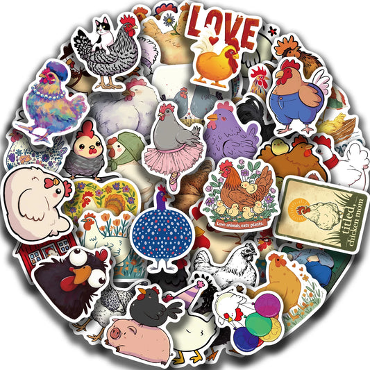 50PCS Cartoon Chicken Stickers Waterproof Decals