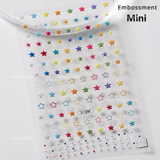 Silver Starburst 5D Nail Art Stickers - Self Adhesive Decals