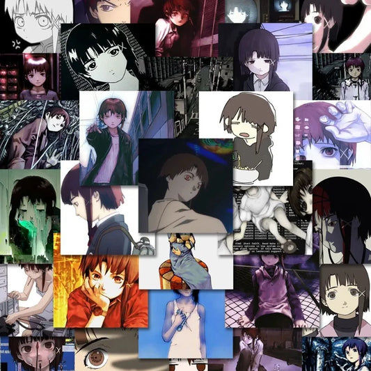 54pcs Cartoon Lain Animation Stickers for Suitcase, Water Cup, Phone, Laptop, Scooter, Refrigerator