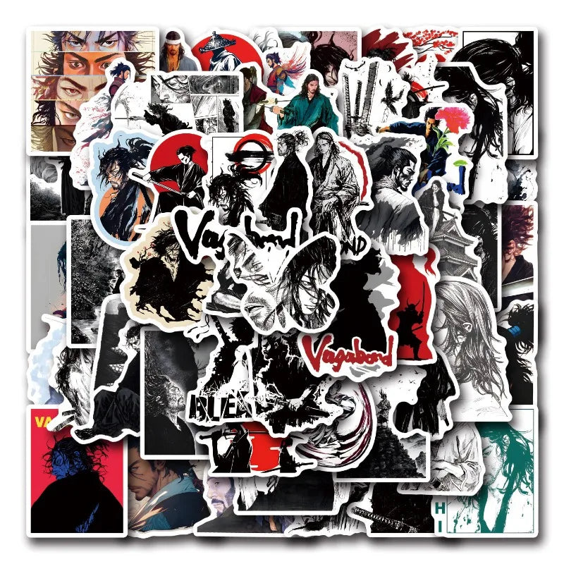 55pcs Vagabond Anime Stickers for Suitcase, Phone, Car, Laptop, Scooter, Fridge