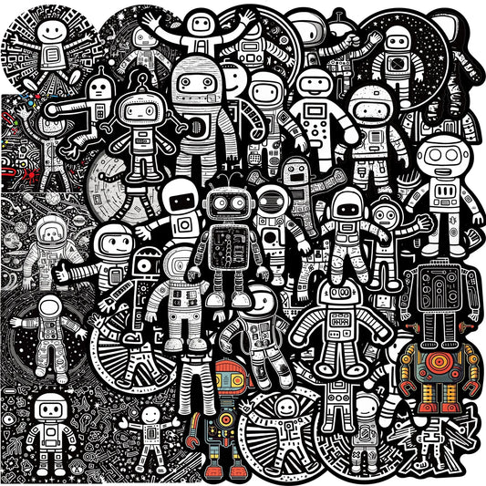 Astronaut Robot Sticker Pack: Phone, Laptop, Luggage, Skateboard Decals