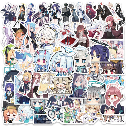 50PCS Blue Archive Anime Girl Stickers Cute Aesthetic Decals for Laptop, Motorcycle, Scrapbook, Kids Toy