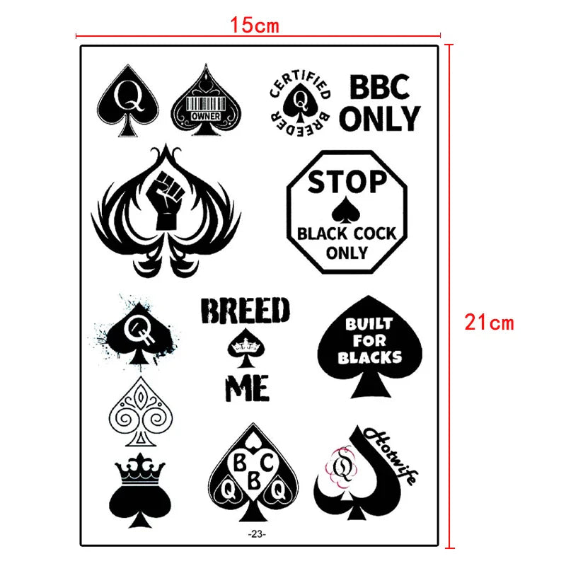 Poker Spades Waterproof Temporary Tattoos Women Fake Tattoo Body Stickers Tatoo Men Festival Tattoo Tatuajes Faux Tatouage